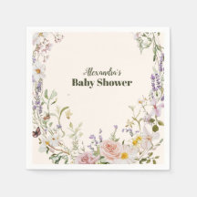 Elegante Rosa Wildblume Boho Baby Shower