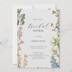 Elegante Rosa Wildblume Rustic Boho Brautparty Einladung