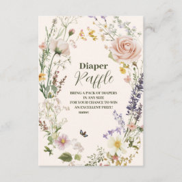 Elegante Rosa Wildblume Rustic Boho Diapper Raffle Begleitkarte