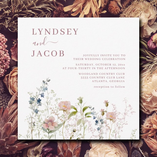 Elegante, rosa Wildblumen Einladung (Von Creator hochgeladen)