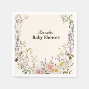 Elegante rosa Wildflower Boho-Baby-Party Serviette