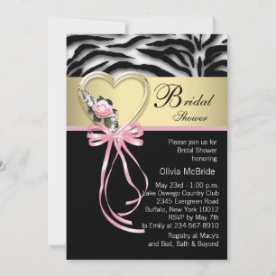 Elegante rosa Zebra-Brautdusche Einladung