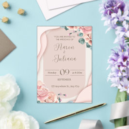 Elegante rosafarbene Blumen-Hochzeitseinladungskar Acryleinladungen