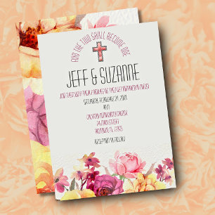 Elegante rosafarbene Blumeneinladung zur Hochzeit Einladung