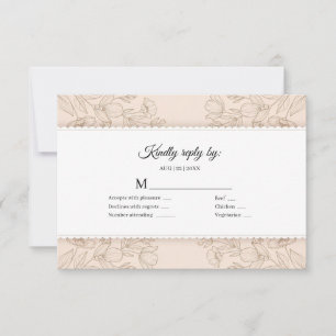 Elegante rosafarbene Blumenhochzeit mit gewelltem RSVP Karte