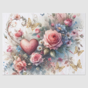 Elegante rosafarbene Blumenzwirnblätter Seidenpapier