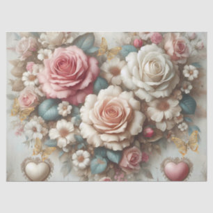 Elegante rosafarbene Blumenzwirnblätter Seidenpapier
