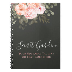 Elegante rosafarbene Blumige Rosen modernes Tagebu Notizblock