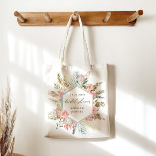 elegante rosafarbene bohemianische Floral-Hochzeit Tragetasche