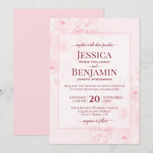 Elegante rosafarbene Boho-Chic-Floral-Hochzeit Einladung