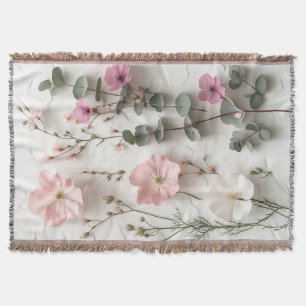 Elegante rosafarbene botanische Floral-Wurfdecke Decke