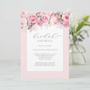 Elegante rosafarbene Floral-Brautparty bearbeitbar Einladung