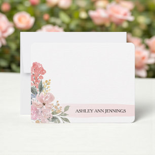 Elegante rosafarbene Floral-Pink-Personalisierung Mitteilungskarte