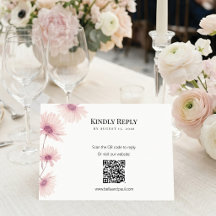 Elegante rosafarbene Floral-QR-Code-Hochzeit-RSVP