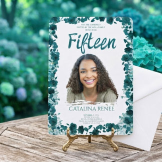 Elegante rosafarbene Floral-Quinceañera-Einladung Einladung