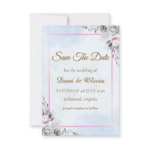 Elegante rosafarbene Floral Save-the-Date-Karte