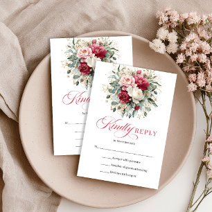 Elegante rosafarbene florale Hochzeits-RSVP-Beilag RSVP Karte