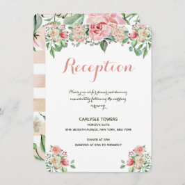 Elegante, rosafarbene, florale Hochzeitsempfehlung Begleitkarte