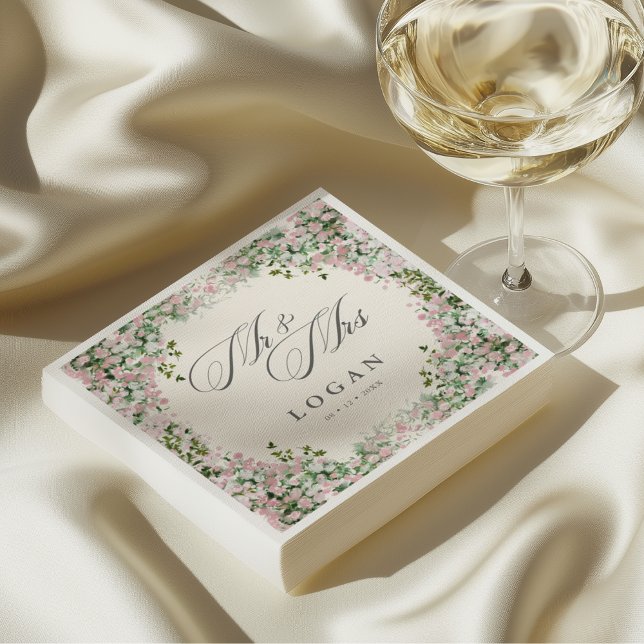 Elegante rosafarbene Gartenhochzeit Serviette (Von Creator hochgeladen)