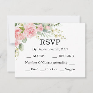 Elegante rosafarbene Hochzeit RSVP Karte