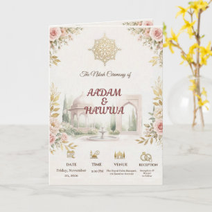 Elegante rosafarbene islamische Nikah-Hochzeit in Karte