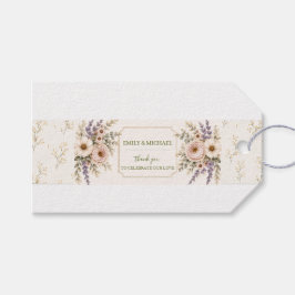 Elegante rosafarbene Lavendel-Blumenhochzeits-Einl Geschenkanhänger
