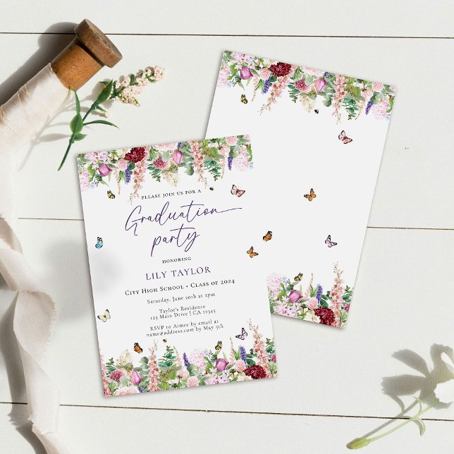 Elegante rosafarbene Lila Blumenstuhlparty Einladung (Von Creator hochgeladen)