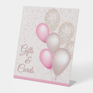 Elegante rosafarbene Luftballons Geburtstagsgesche Sockelschild