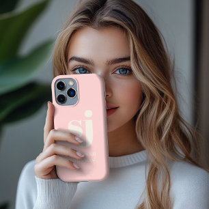Elegante rosafarbene Monogramm-Initialen iPhone 13 Pro Max Hülle