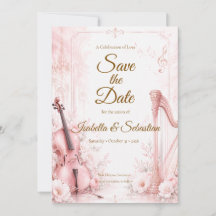 Elegante rosafarbene musikalische Hochzeit