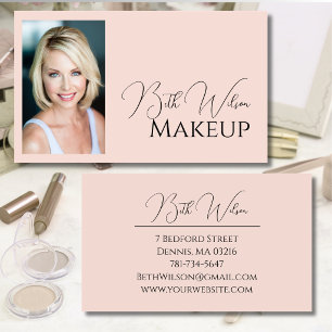Elegante rosafarbene Schönheits-Business-Make-up-F Visitenkarte