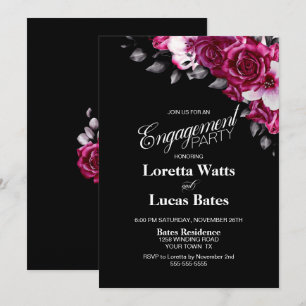 Elegante rosafarbene schwarze Engagement-Partei Einladung