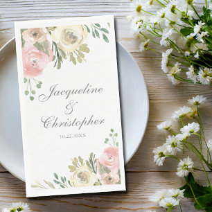 Elegante rosafarbene und elfenbeinfarbene Pfingstr Serviette