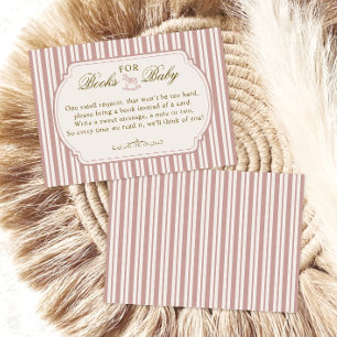 Elegante Rosafarbene Vintage-Bücher für Baby  Begleitkarte
