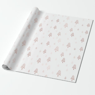 Elegante rosafarbene Weihnachtsbäume Geschenkpapier