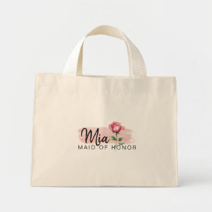 Elegante Rosatöne-Tasche – Maid of Honor Mini Stoffbeutel