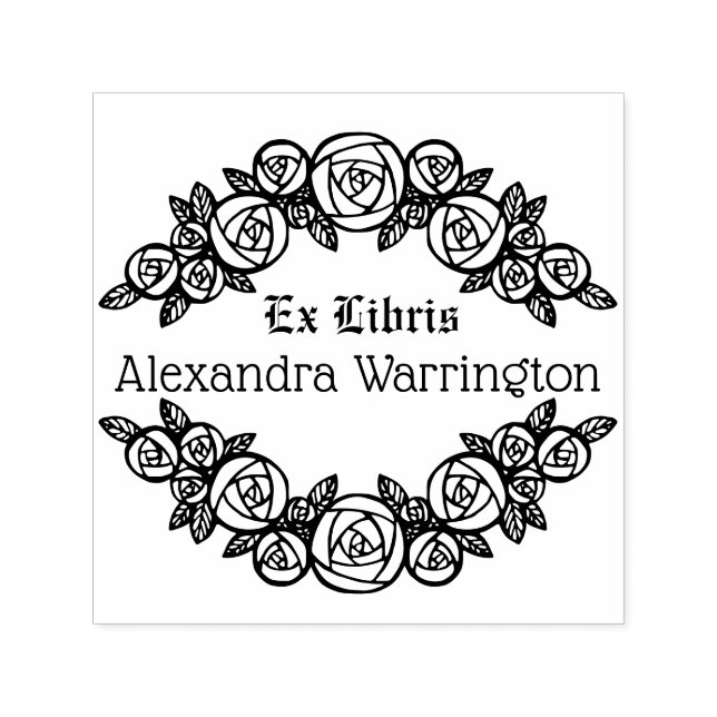 Elegante Rose #1 Round Ex Libris Book Name Permastempel (Design)