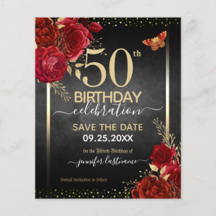 Elegante Rose 50. Geburtstag Save the Date Haushal