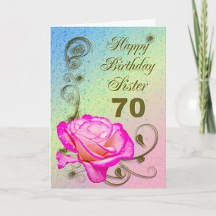Elegante Rose 70. Geburtstagskarte für Sister Karte