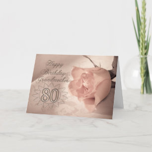 Elegante Rose 80. Geburtstagskarte für Großmutter Karte