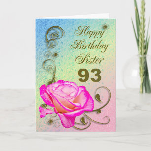 Elegante Rose 93. Geburtstagskarte für Schwester Karte
