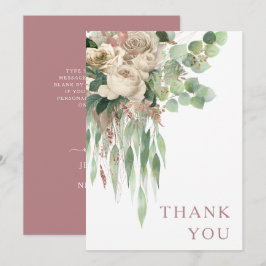 Elegante Rose aus der Blüte Rosa Hochzeit Dankeskarte