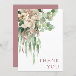 Elegante Rose aus der Blüte Rosa Hochzeit Dankeskarte