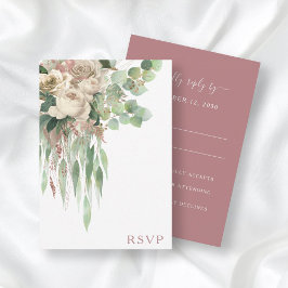 Elegante Rose aus der Blüte Rosa Hochzeit RSVP Karte