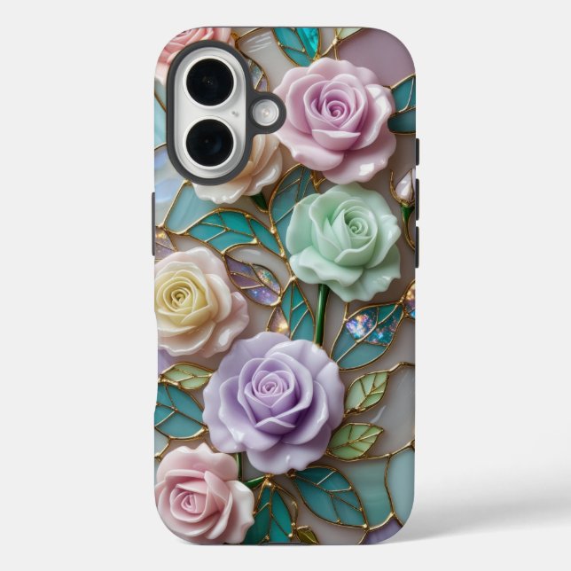 Elegante Rose aus festem Glas mit weichem Pastell Case-Mate iPhone Hülle (Rückseite)