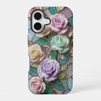 Elegante Rose aus festem Glas mit weichem Pastell iPhone 16 Hülle