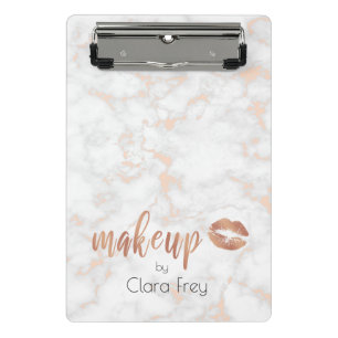 Elegante Rose aus Kupfer mit Goldlippen und Marmor Mini Klemmbrett