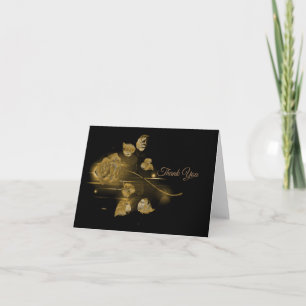 Elegante Rose aus Schwarz und Gold Dankeskarte
