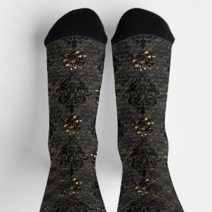 Elegante Rose aus schwarzem Gold Socken