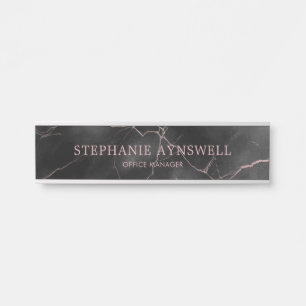 Elegante Rose aus schwarzem Marmor Türschild